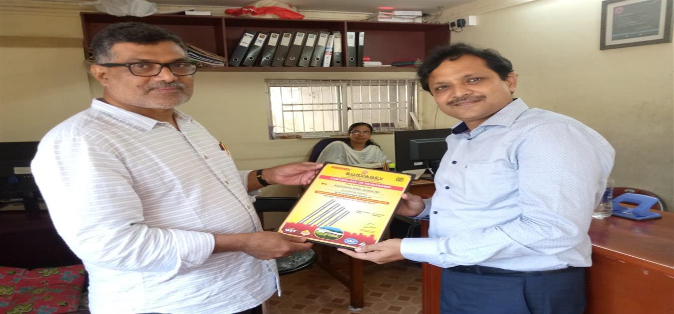 Awarded certificate of dealership from Suryadev Steel